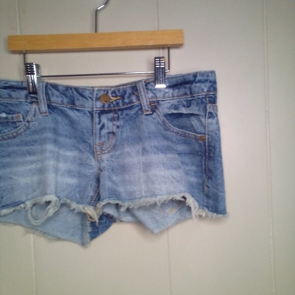 Mossimo Denim Jean Shorts 2 26 Low Rise Short Shorts Raw Hem Blue - Picture 9 of 13